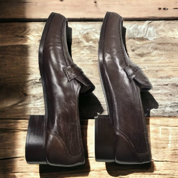 Italian Dress Loafers Handmade Hand-Stitched Calzoleria Toscana Venetian S-9 1/2 - Picture 11 of 15